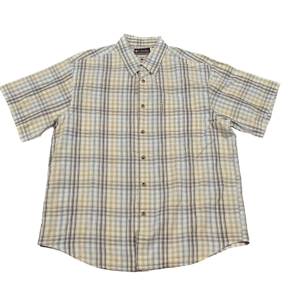 Columbia Sportswear Men's Plaid Short Sleeve Button Down Shirt Size Large